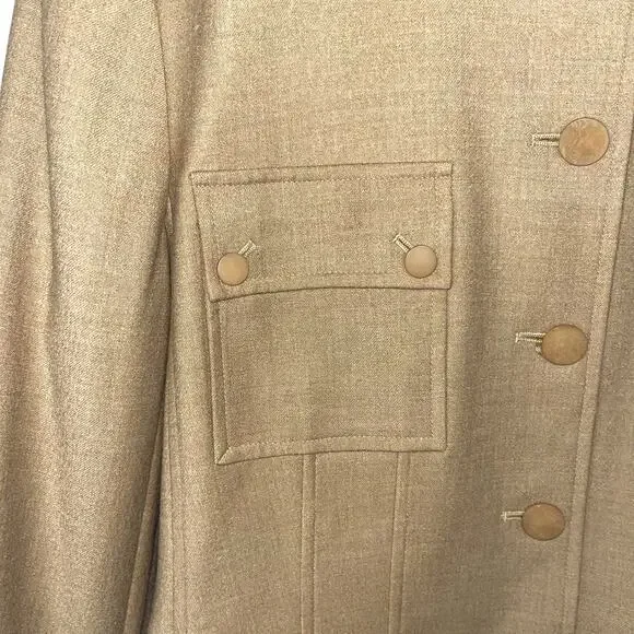 Talbots Women's Sz 18 Military Style Wool Jacket Light Camel Snaps - Picture 3 of 8